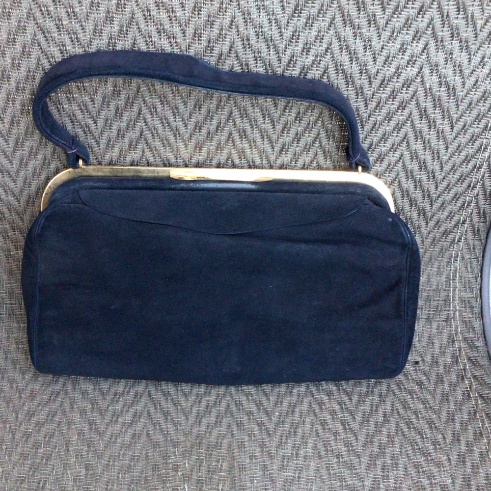 Koret Vintage Navy Blue Suede Leather Satchel Bag